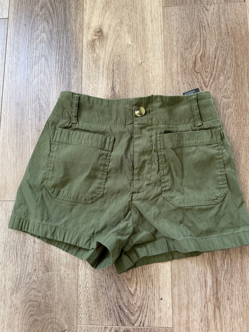 Anthropologie Olive Green High-Rise Pocket Shorts